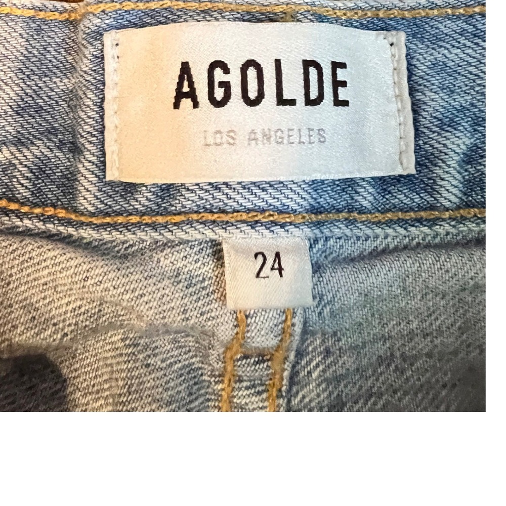 Agolde High Rise Straight Leg Distressed Jeans Light Wash Size 24 Made in USA - Picture 3 of 9